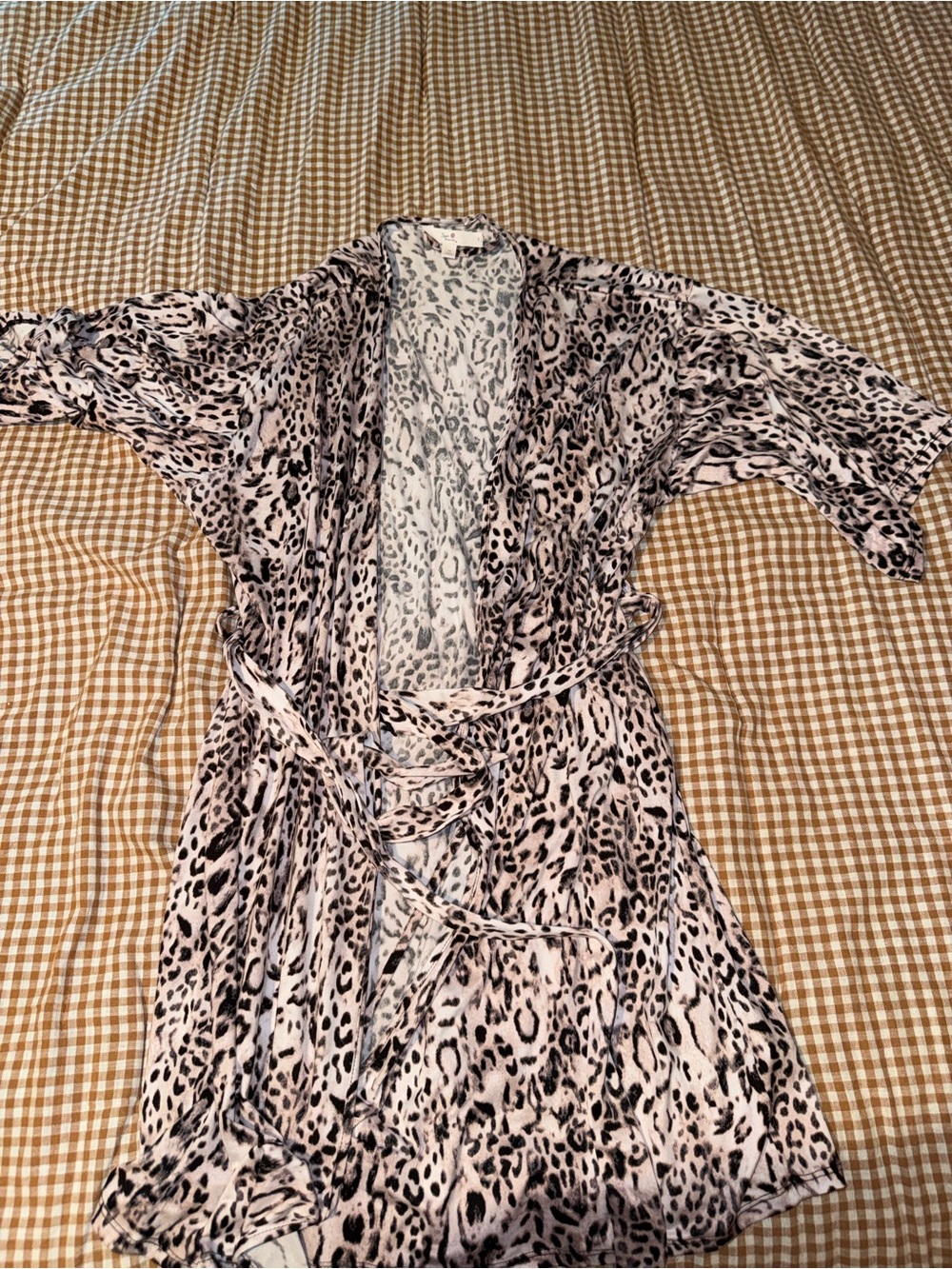 Secret Treasures Blush Pink Leopard-Print Wrap Robe